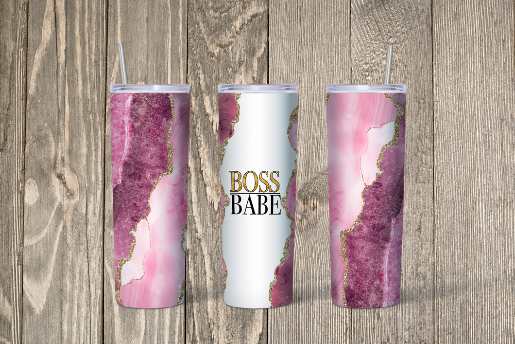 Pink Boss Babe Skinny 20oz Tumbler