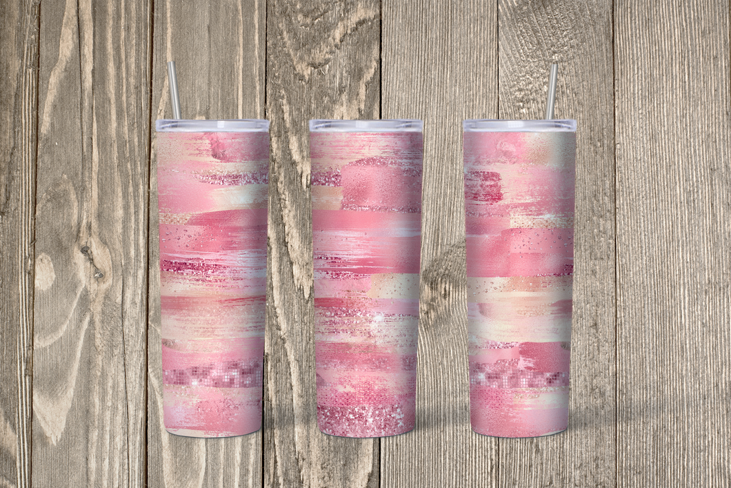 Pink Brush Strokes Skinny 20oz Tumbler