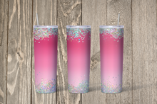 Load image into Gallery viewer, Pink Glitter Skinny 20oz Tumbler
