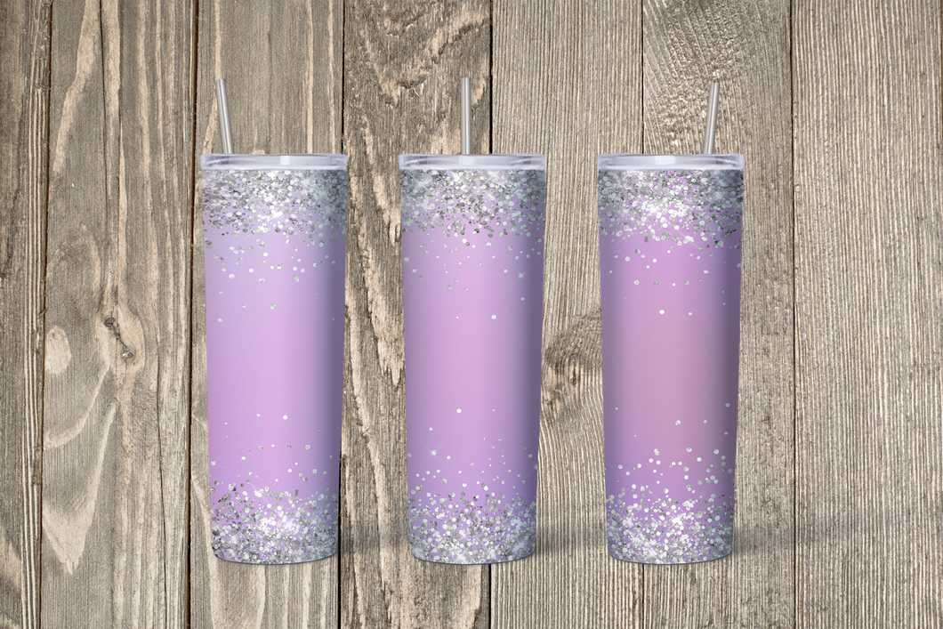 Lavender Glitter Skinny 20oz Tumbler