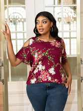 Load image into Gallery viewer, Plus Size Cold-Shoulder Round Neck Curved Hem Tee
