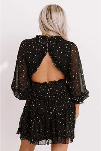 Glitter Stars Backless Ruffle Dress