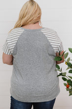 Load image into Gallery viewer, Plus Size Striped Raglan Sleeve T-Shirt
