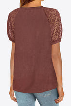 Load image into Gallery viewer, V-Neck Raglan Sleeve Openwork Tee
