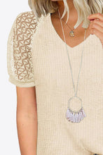 Load image into Gallery viewer, V-Neck Raglan Sleeve Openwork Tee
